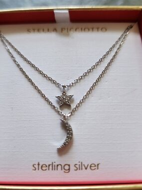 Stella Picciotto Sterling Silver Star & Moon Layered Necklace